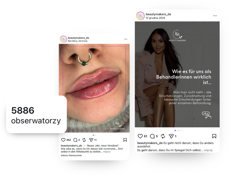 Zrzut ekranu z Instagrama prezentujący wzrost liczby obserwatorów
