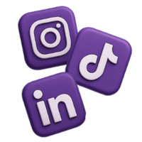 Ikony Instagram, TikTok i LinkedIn symbolizujące obsługę social media