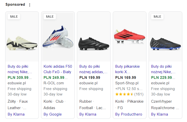 Kampania Google Shopping Przykładowe efekty Meta Ads. Źródło: adsmanager.facebook.com