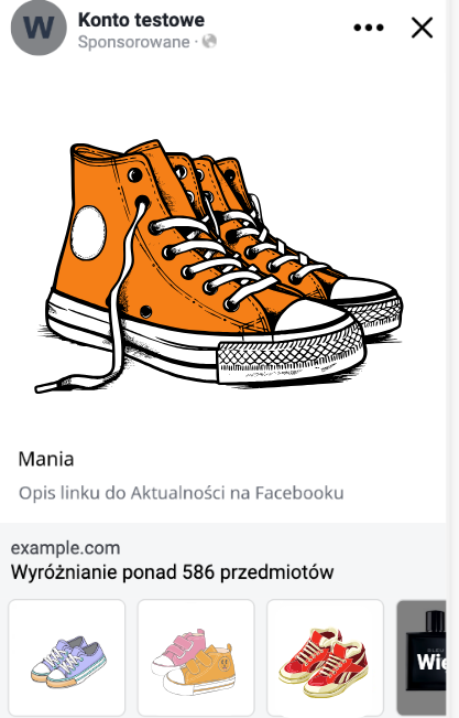 Przykładowa karuzela na Facebooku