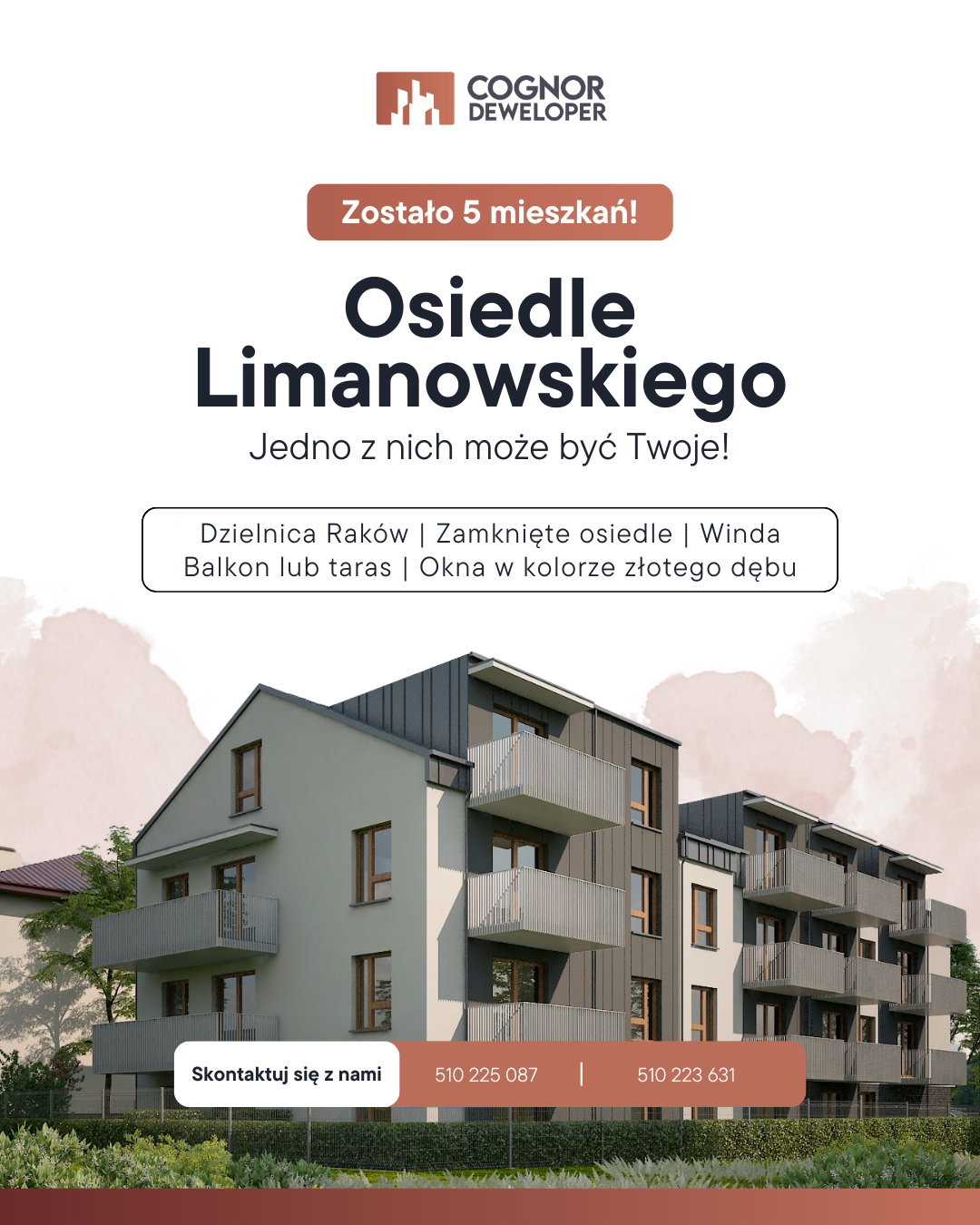 Kreacja reklamowa osiedla Limanowskiego od Cognor Developer