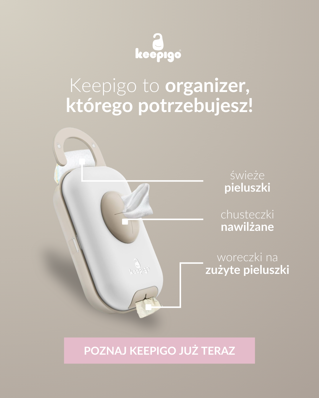 Kreacja social media Keepigo prezentująca funkcje organizera dla rodziców