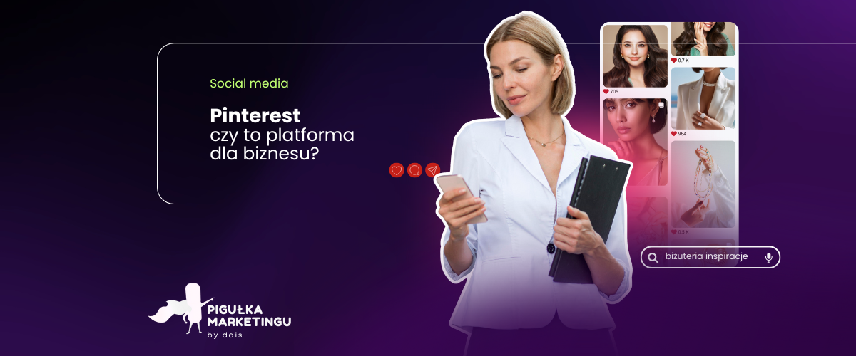 Pinterest dla firm – kobieta analizuje inspiracje wizualne w aplikacji Pinterest, planując strategię marketingową marki.
