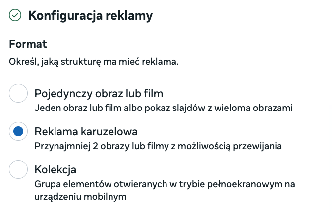 Wybór formatu reklamy karuzelowej