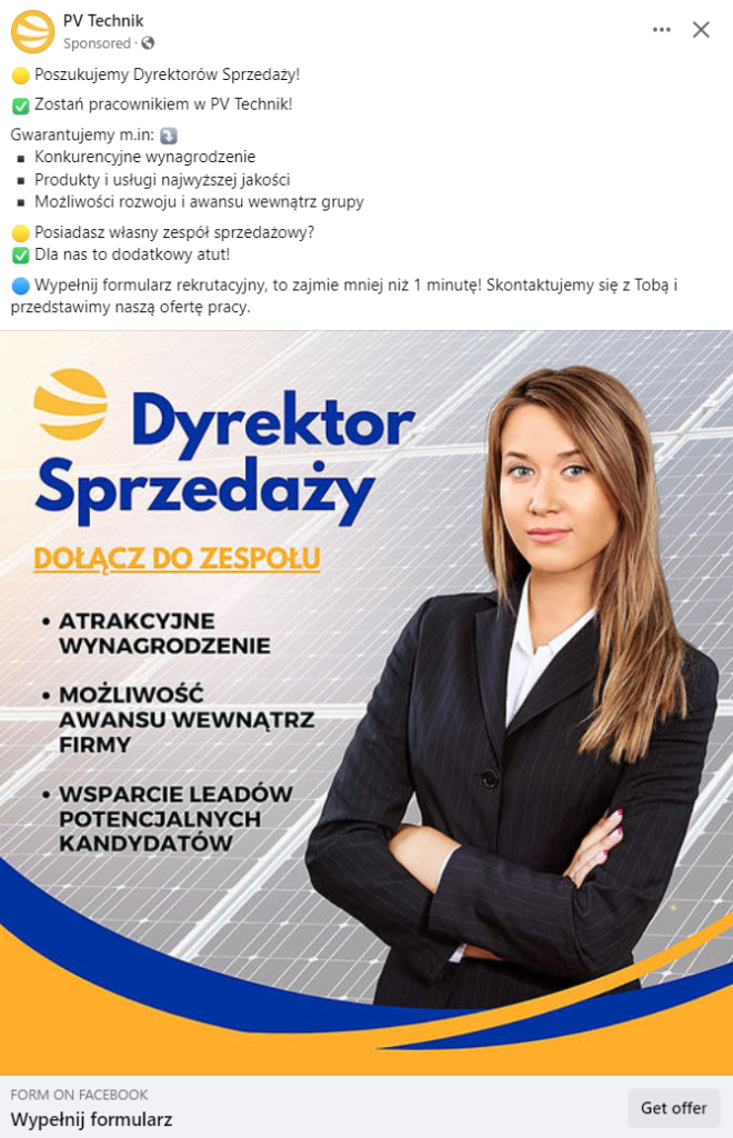 Przykład reklamy Meta Ads